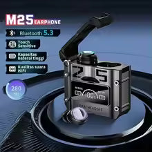 TWS M25 Bluetooth 5.3 TWS Wireless Headphones with LED Display Stereo Headset Touch Control Earbuds Noise Reduction