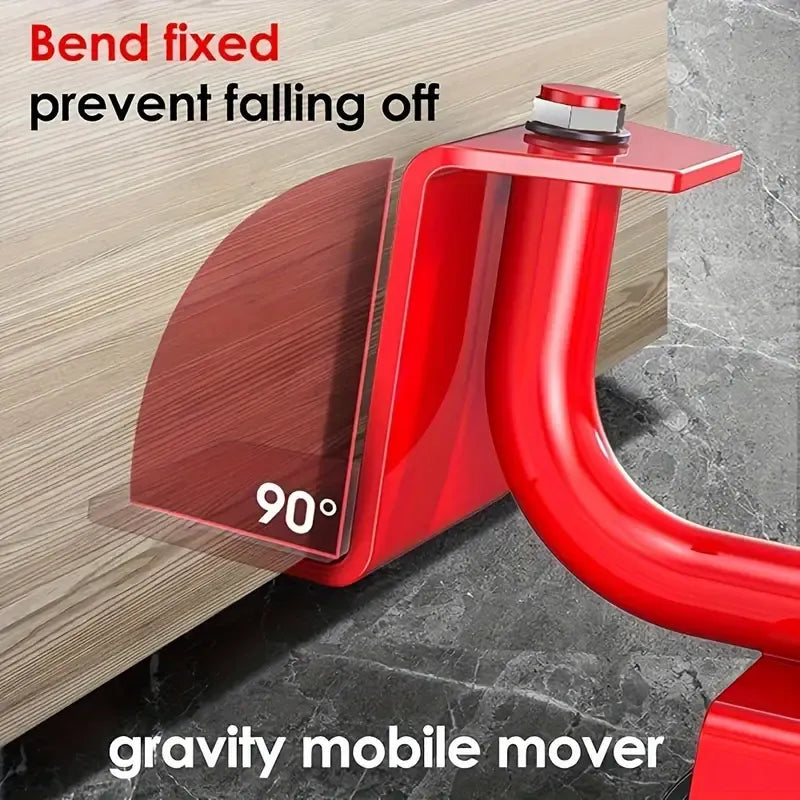 5pcs Furniture Lifter & Mover Tool Set – Heavy-Duty Appliance Roller Sliders with Red Lifting Lever – Easy Transport for Sofa, Bed, Fridge