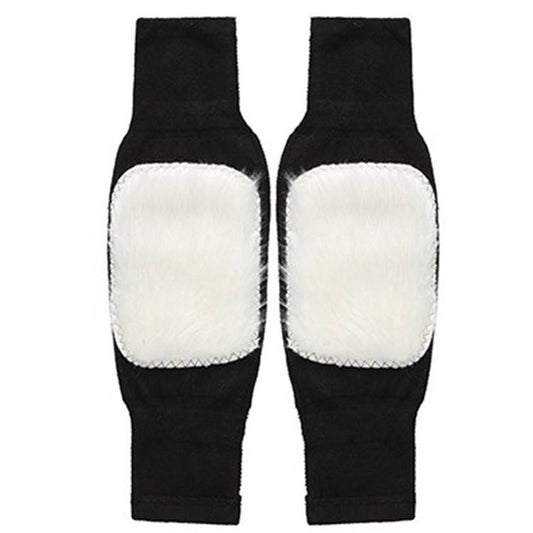 1 Pair Winter Warm Knee Pads Thickened Rabbit Fur Leg Warmer Pads Band Non-Slip Cold-proof Velvet Arthritis Knee Brace Pad